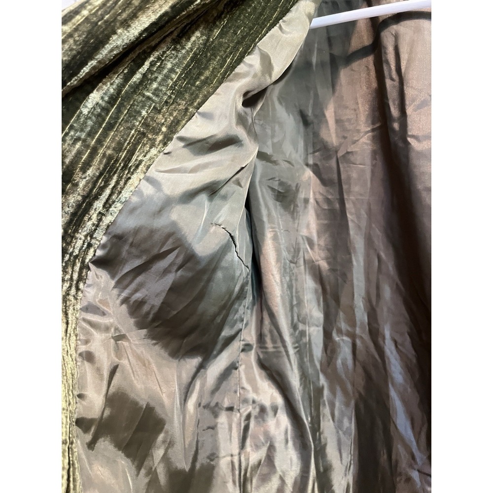Ellison Olive Velvet Blazer Women Size Small Single Button Tailored Flap Pockets - Picture 5 of 13